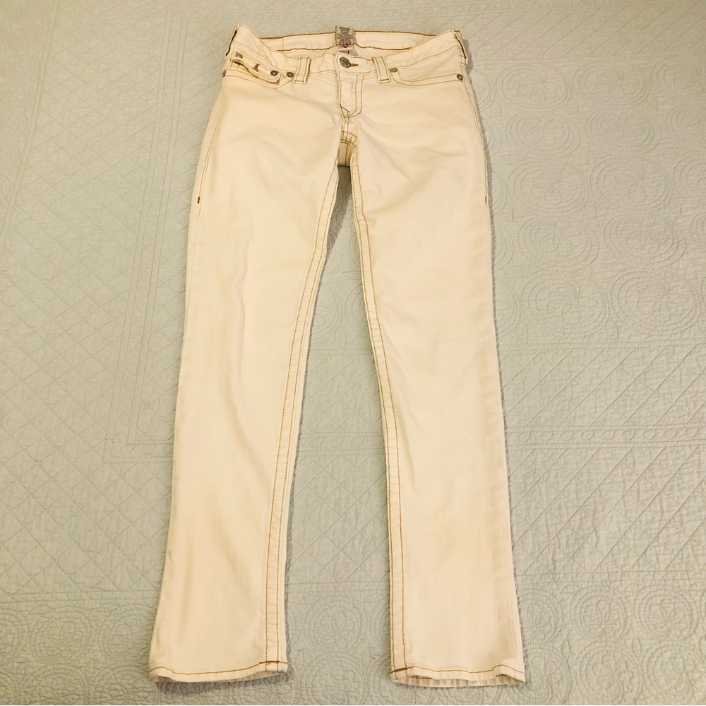 True Religion Cream Straight-Leg Jeans